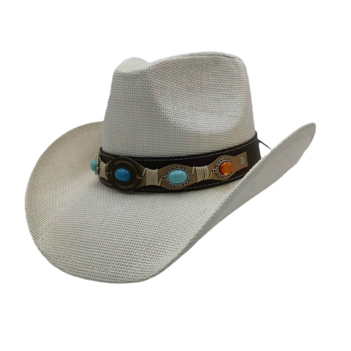 Summer Outdoor Ethnic Style Felt and Straw Cowboy Hat
