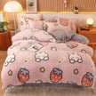 Coral Fleece Duvet Cover Sheet Flannel Pillowcase