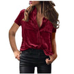 European And American Spring And Summer Pocket Short Sleeve Suede Shirt For Women