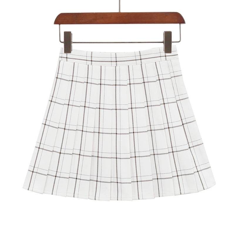 Mini Plaid Pleated High Waist Skirt A- Line Skirt