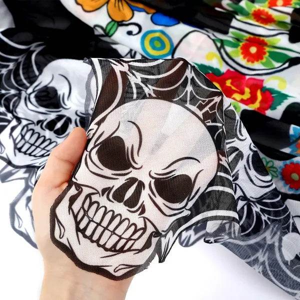 Halloween Skeleton Poncho, Lace Skeleton Halloween Costume Poncho Day Of The Dead Poncho For Women