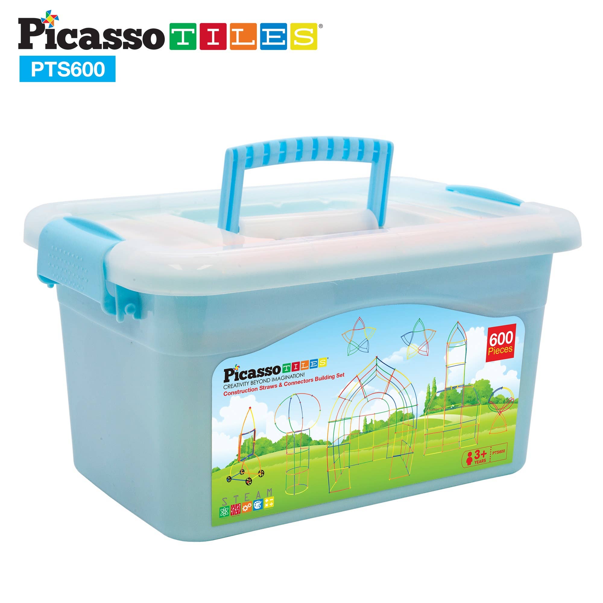 PicassoTiles - PicassoTiles 600pc Straw Building Set