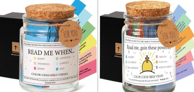 Bible Verses In A Jar – 90 Scripture Cards Glass Jar (Colours A, B, C)