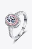 Bague Halo en Argent Sterling 925 avec Moissanite 1 Carat et Zircon en Accent