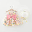 Baby Girl Floral Princess Dress with Matching Hat – Cotton Suspender Sundress for Toddlers