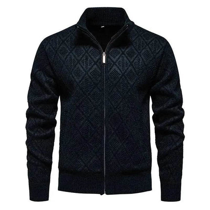 2025 Fall Winter Men Fleece-lined Thick Stand Collar Sweater Cardigan for men