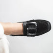 Women's Square Button Slip-On Flat Loafers for Banquet and Everyday Wear