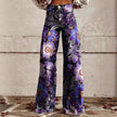Women's 3D Graphic Print Flare Pants – Plus Size Mid-Waist Wide Leg Printed Trousers