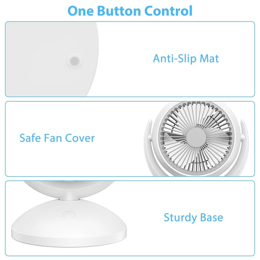 Portable Desk Fan Rechargeable Oscillating Tilting Fan With 4 Speeds 360 Degree