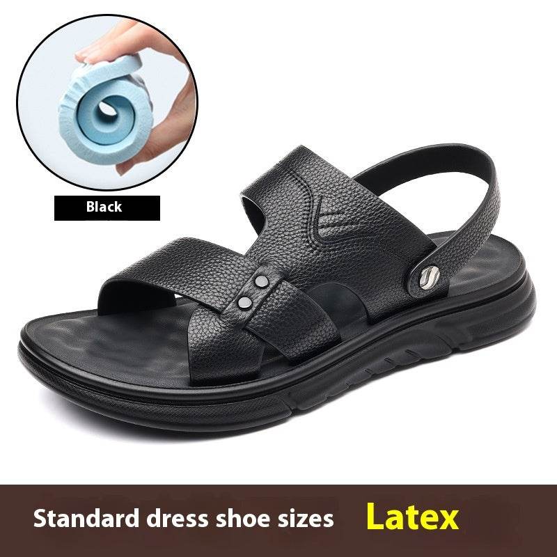 Men’s Premium Leather Cross-Strap Sandals – Breathable Open-Toe Casual Comfort Shoes