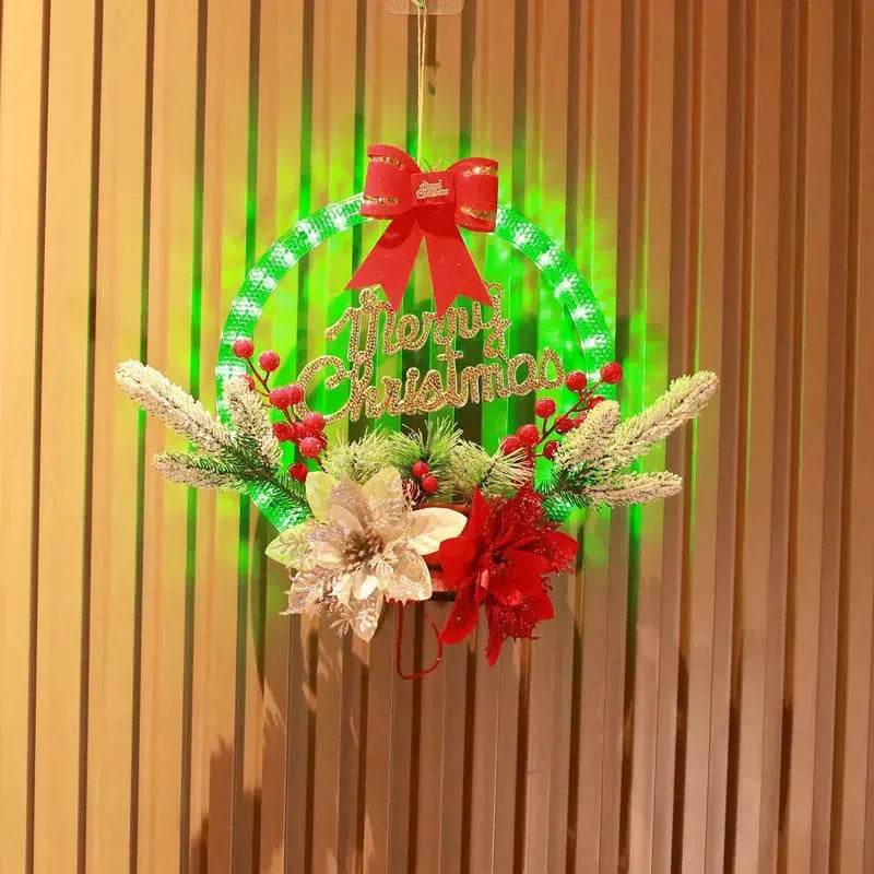 Christmas Luminous LED Light Garland Door Hanging wreaths Decorations