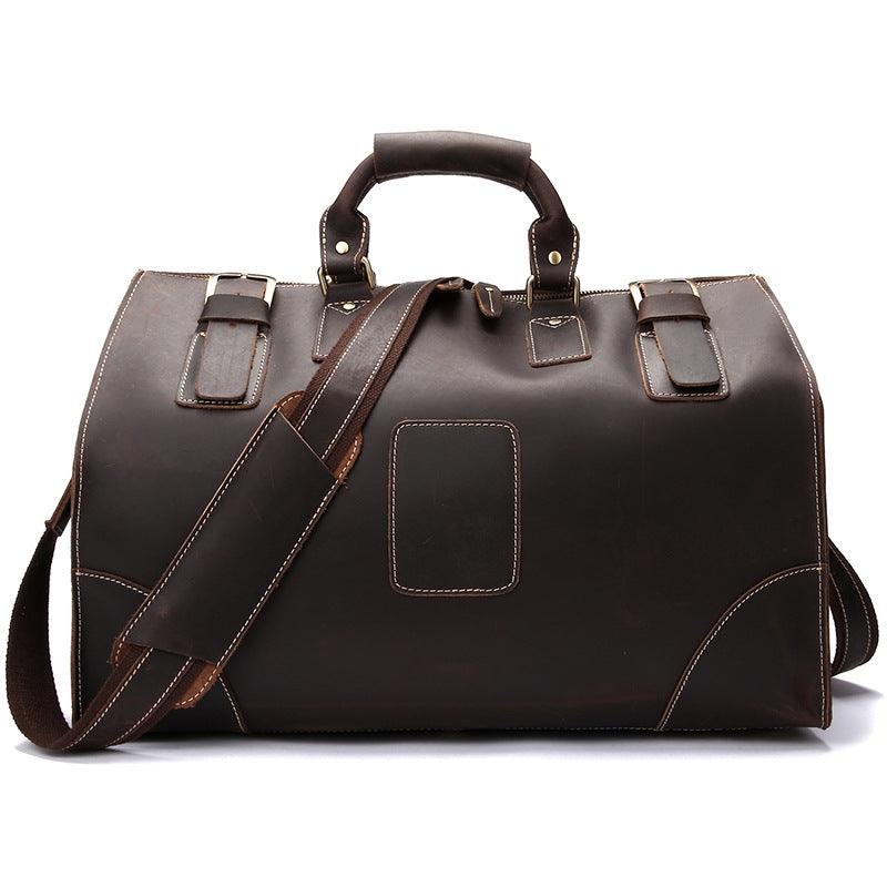 Vintage Leather Travel Duffle Bag – Genuine Cowhide Retro Weekender Bag for Men | Large Capacity Carry On Luggage