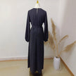 Muslim Rhinestone Dubai Round Neck Pullover Belt Dress