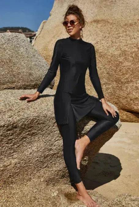 Pure Color Long-sleeved Trousers Fully Surrounded Conservative Beach Surfing Sunscreen ArabSwimsuit