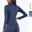 Fashion Slim fit Zipper High neck Denim Jacket for women