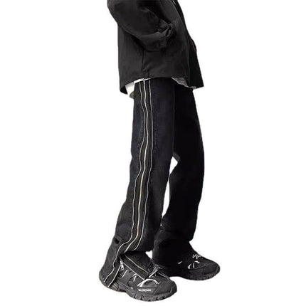 American Zippered Denim Straight Trousers For Men Jeans
