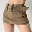 American Retro Wide Waistband Denim Mini Skirt with Belt