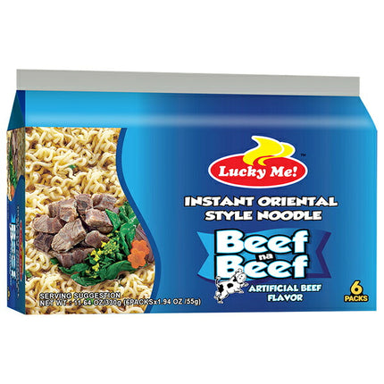 Imai Lucky Me! Beef Noodle 330g (55g x 6) x 12 Bags [Ships from Japan]