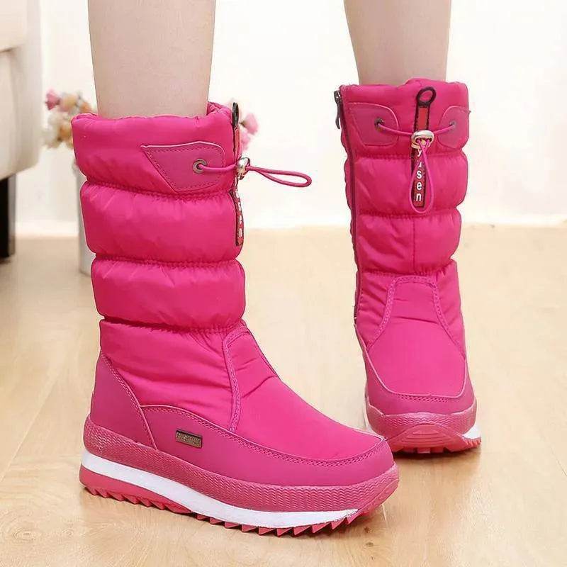 Winter boots New Plus Velvet Thick Cotton Shoes Thermal Middle Tube Waterproof Non-slip Boots