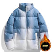 Fashion Stand-up Collar Gradient Coat Couples Winter Warm Plush Thickened Jacket With Pockets Loose Outwear Top For Women Men Clothing