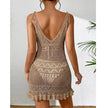Women's Fashion Suspenders Deep V Knitted Beach Skirt Dress for Chic Ladies