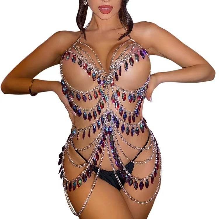 Lingerie Party Outfit – Geometric Pattern Polyester Dress for Women
