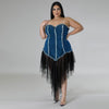 Women's Fashion Sleeveless Denim Stitching Mesh Jeans Tassel Dress