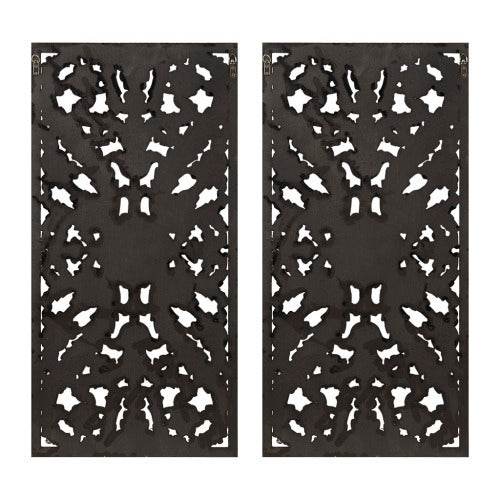 Distressed Carved Wood 2-piece Wall Decor Set