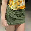 Simple Tooling Style Pocket Army Green Woven Hot Girl A- Line Mini Hip Cargo Skirt Summer