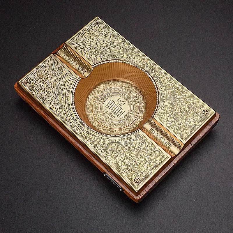 Luxury Cigar Ashtray, Wooden Metal Alloy 4-Slot and 2-Slot Cigar Rest