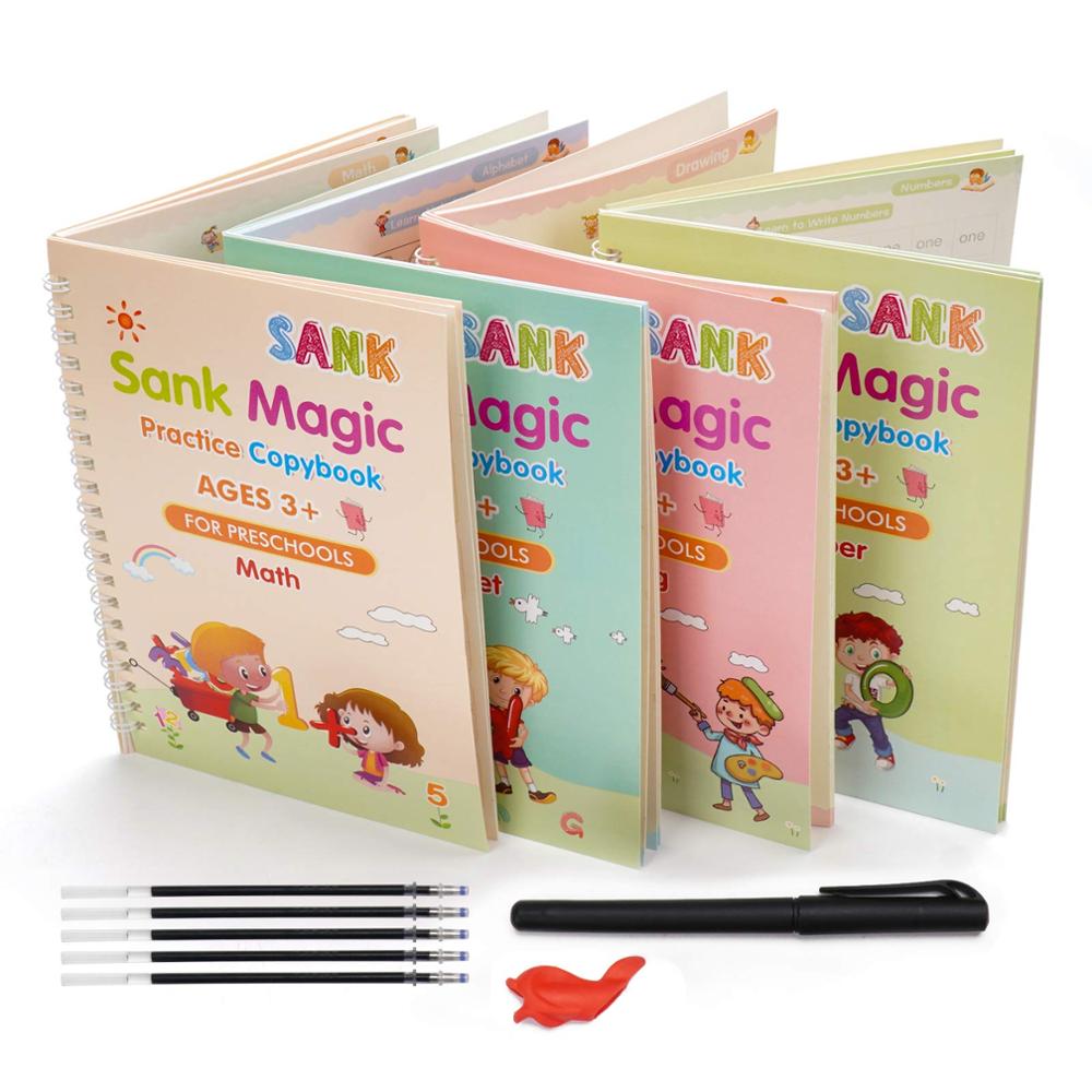 Children's English Calligraphy Copybook Set – Writing Practice Books & Pen (4 Styles)