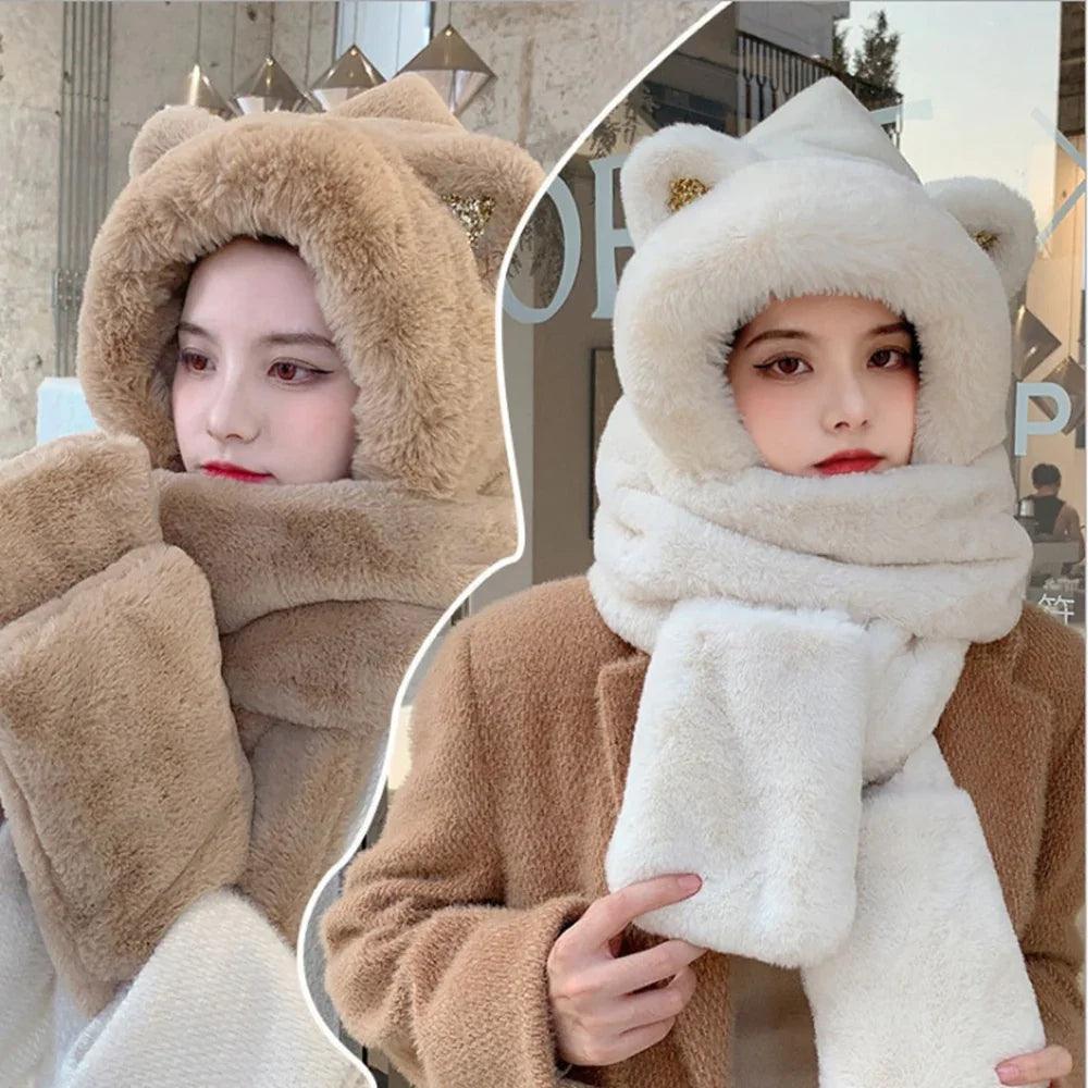USB Heating Warm Fluffy Plush Winter Hat