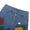 Cartoon Printed Jeans  Pants Trousers For Women