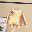 Kids Rainbow Stripe Pullover Sweater, Round Neck Knit Top