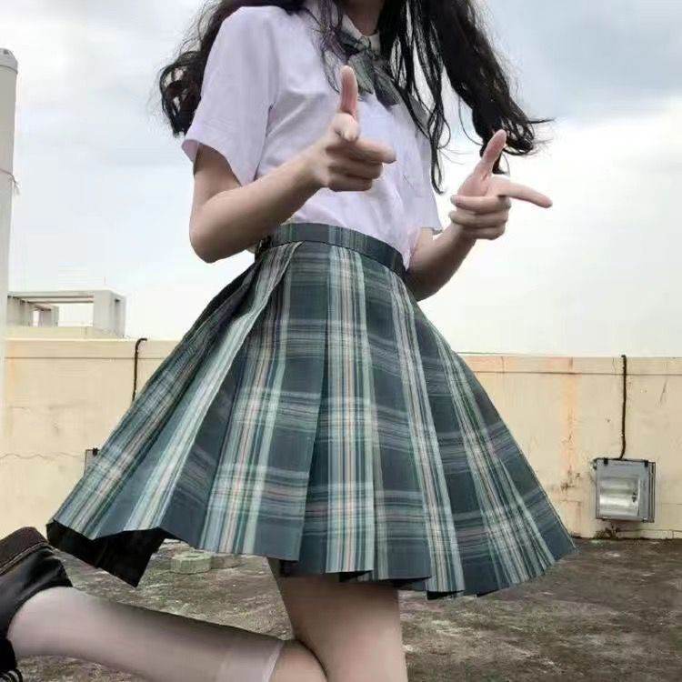 Student Jk Plaid Skirt Preppy Style Mini Pleated  Kilt Skirt
