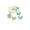 Butterfly Birthday Cake Decoration Cards – Floral Party Cake Toppers & Inserts