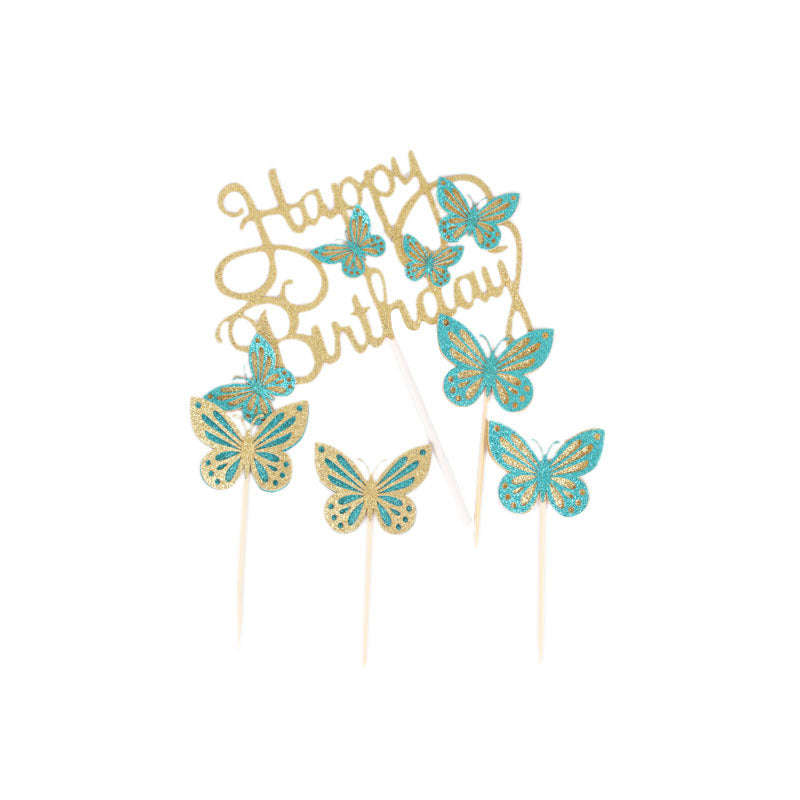 Butterfly Birthday Cake Decoration Cards – Floral Party Cake Toppers & Inserts