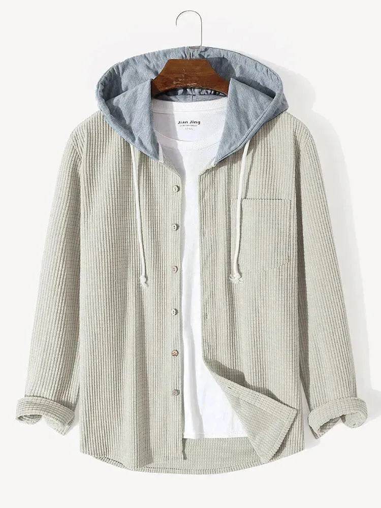 Men's Autumn And Button down Waffle Hoodie Cardigan