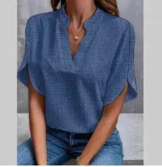 Summer Short-sleeved Chiffon Shirt New V-neck blouse Women's Casual Versatile Clothing Evening Tops for Women