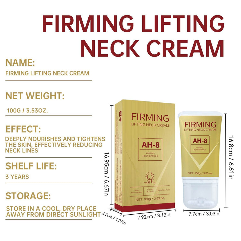 AH-8 Firming Neck Cream with Roller, Lifting and Tightening Neck Cream for Sagging Skin and Neck Lines, 100g