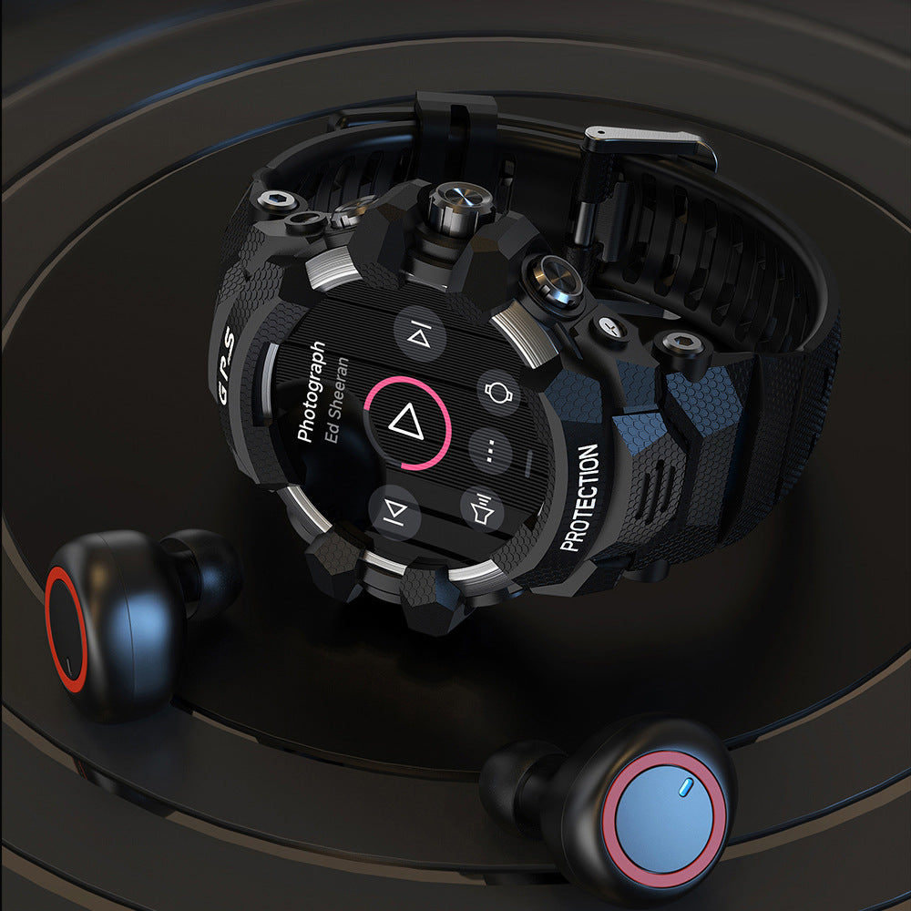 Outdoor Sport Smart Watch with Bluetooth Calling – Rugged GPS Fitness Watch (Black & Red)