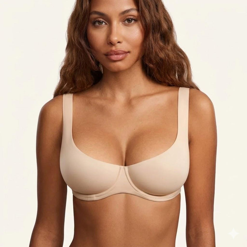 Women's Underwired Unlined Balconette Bra for Everyday and Low-Cut Tops