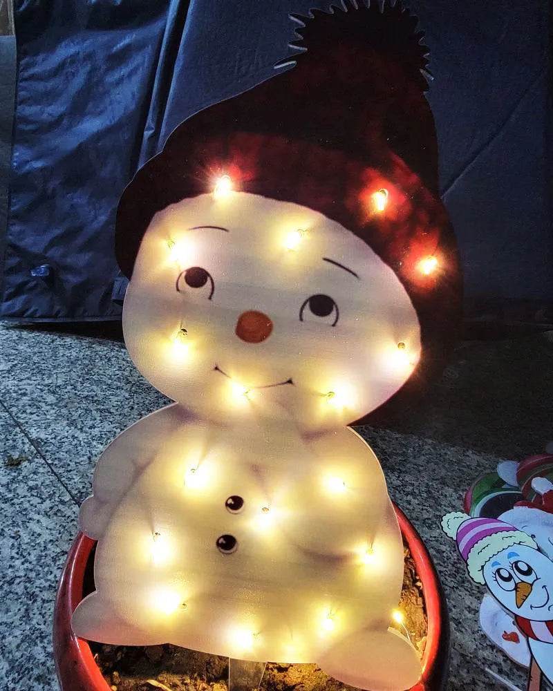 Christmas Scene Decoration With LED Lights Christmas Snowman Ornaments