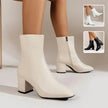 Winter Chunky Heel Pointed Toe Boots With Side Zipper Fashion Mid-calf Boot For Women Shoes