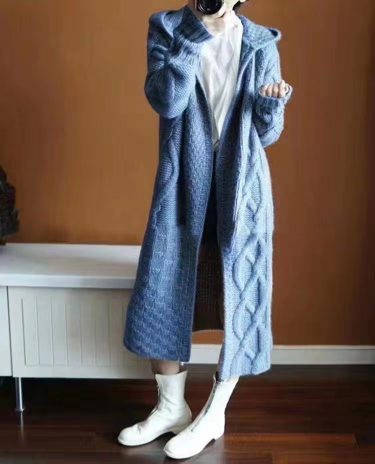Women's Knit Cardigan Long Coat – OL Style Cotton Blend Canada USA