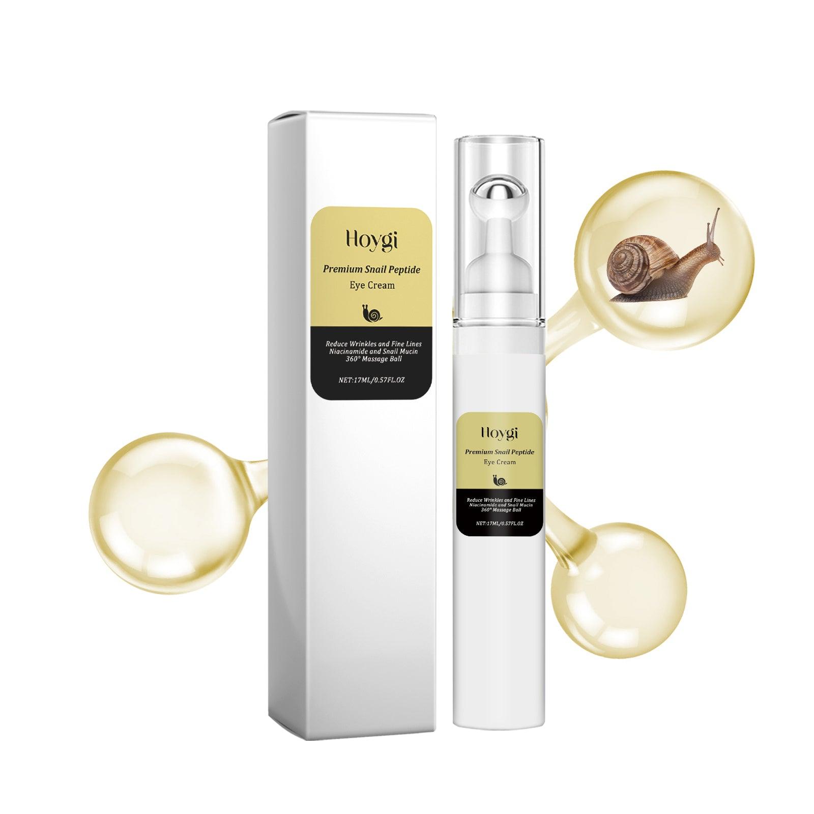 Snail Peptide Eye Cream with Roller Massager Hyaluronic Acid Collagen Puffiness Fine Lines Dark Circles