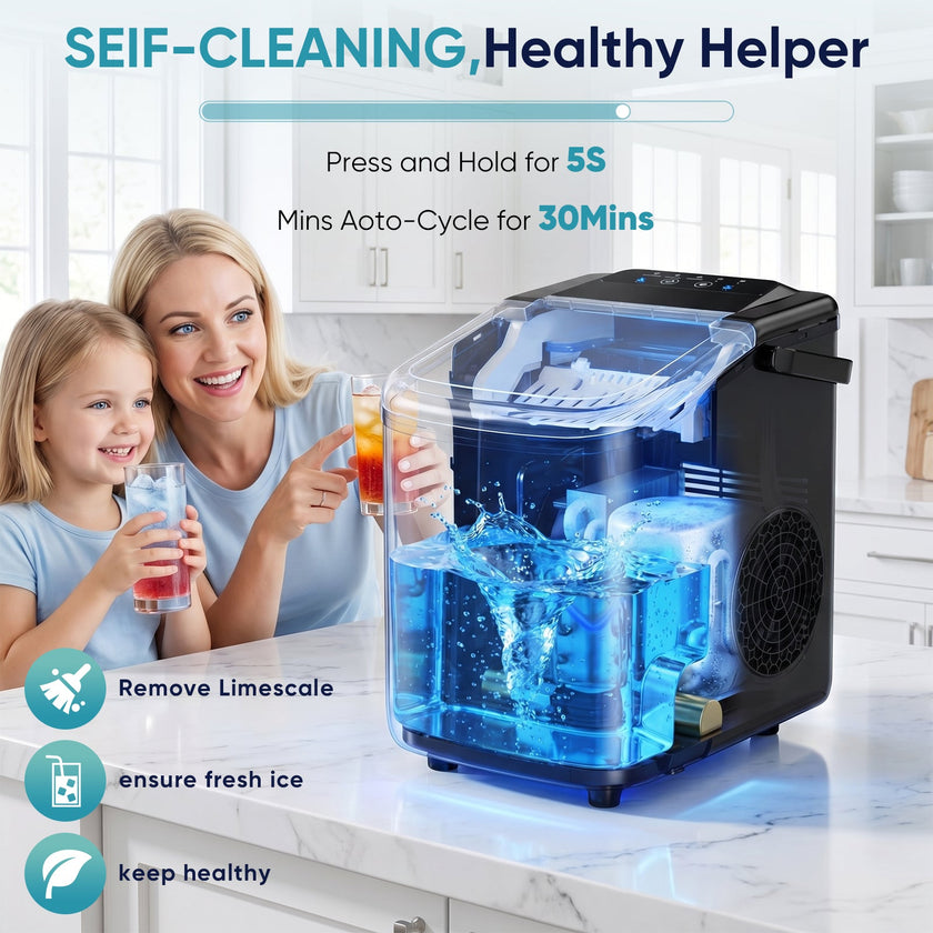 Countertop Ice Maker Machine – 9 Ice Balls in 6–8 Min, 26 lbs/Day, 4 Colors
