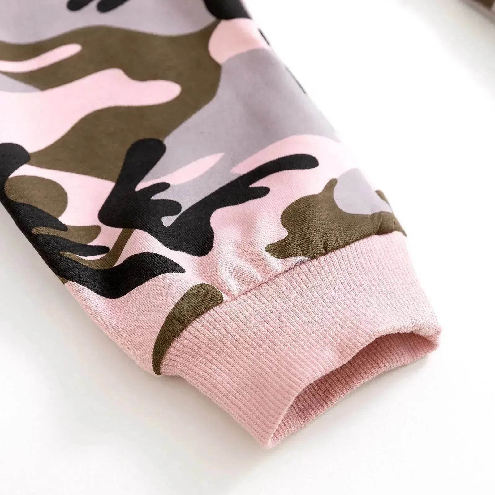 Two piece for girls Long Sleeve Sweater Camouflage Trousers Suit for girls