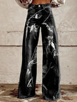 Women's 3D Printed Bootcut Flared Pants – Graphic Print Wide Leg Casual Trousers