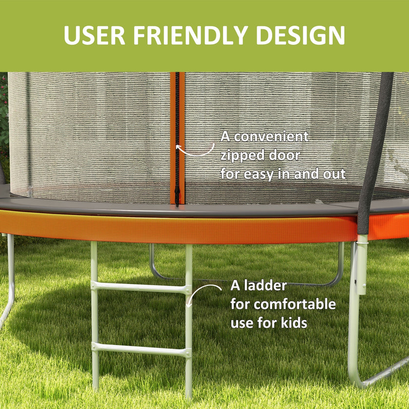 Soozier 10ft Outdoor Trampoline with Enclosure Net, Ladder - Fitness Trampoline for Teens, Adults